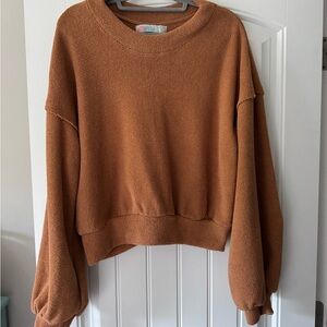 Free People Beach Balloon Sleeve  Oversized Crewneck Sweater Size M